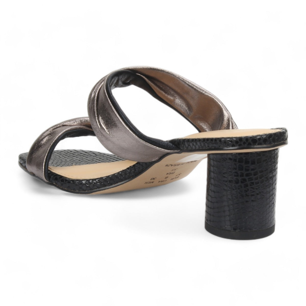 Bruno Menegatti Diana Heeled Slide Sandal - Black Onyx