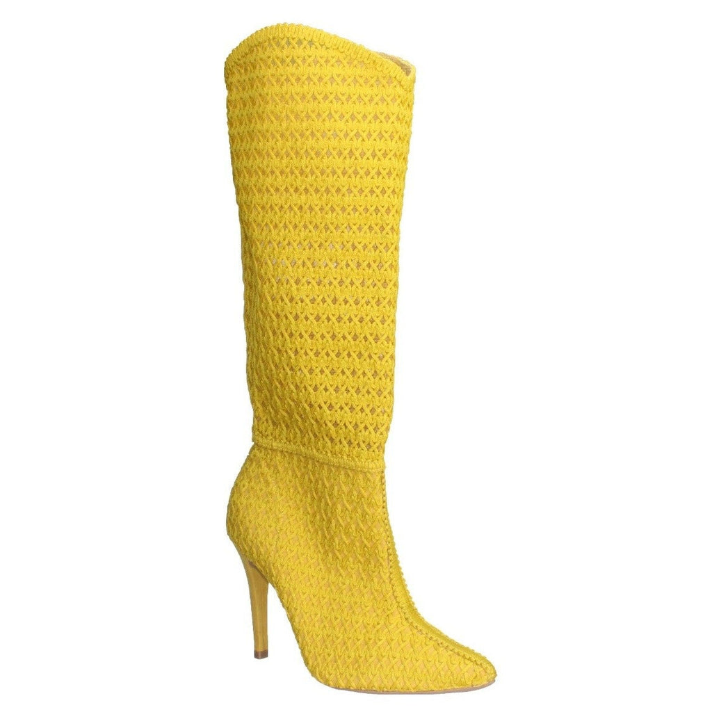 Bruno Menegatti Emily Tall Crochet Boot-Yellow