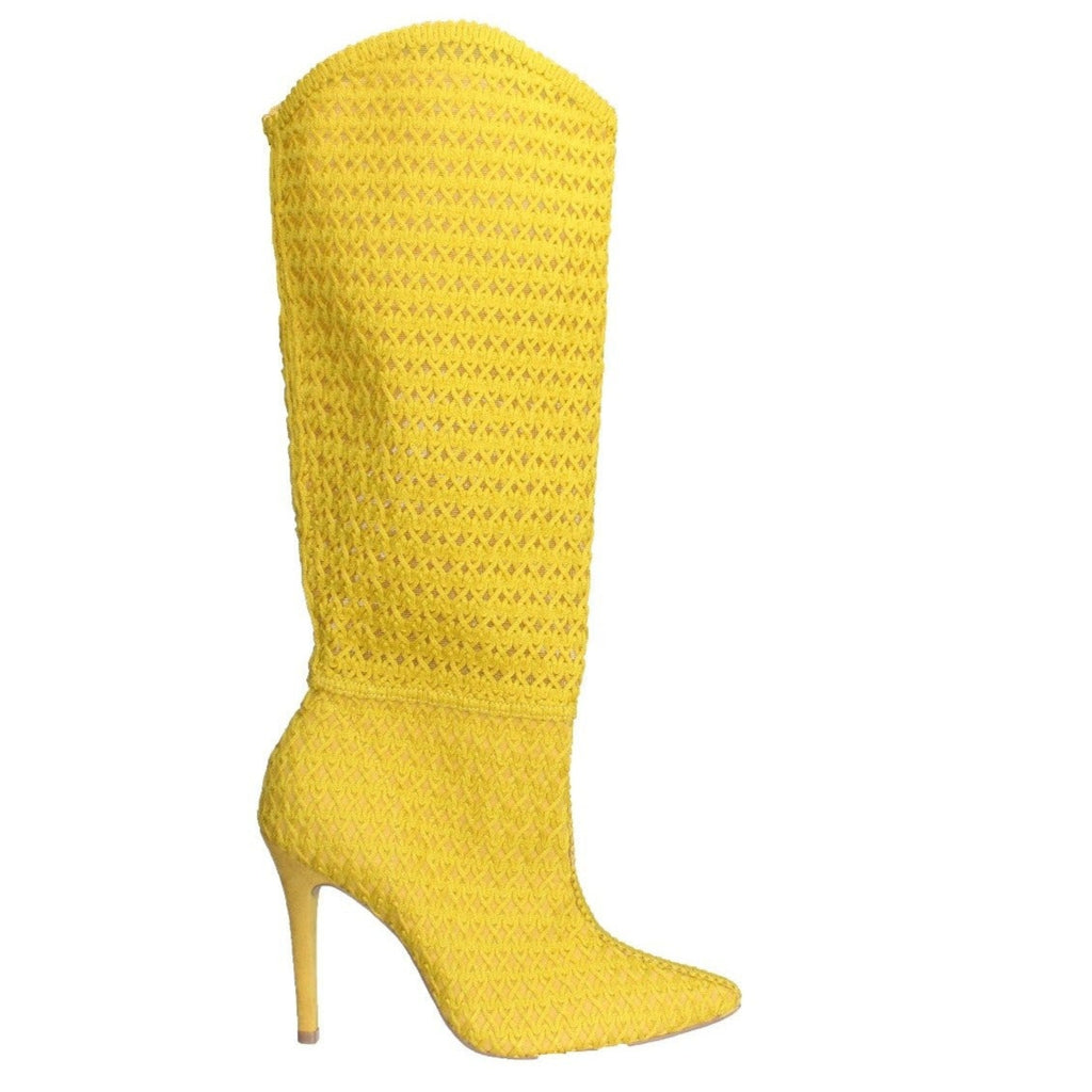 Bruno Menegatti Emily Tall Crochet Boot-Yellow