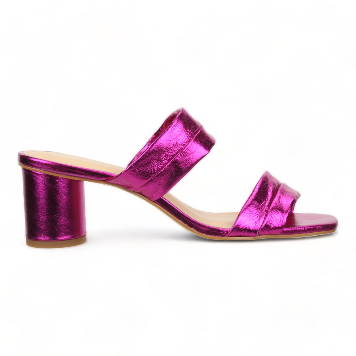 Bruno Menegatti Victoria Leather Slide Sandal - Hot Pink Leather Heel
