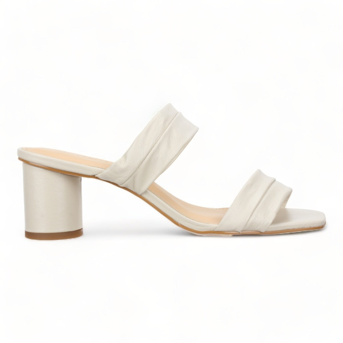 Bruno Menegatti Victoria Leather Slide Sandal - Off White Leather Heel
