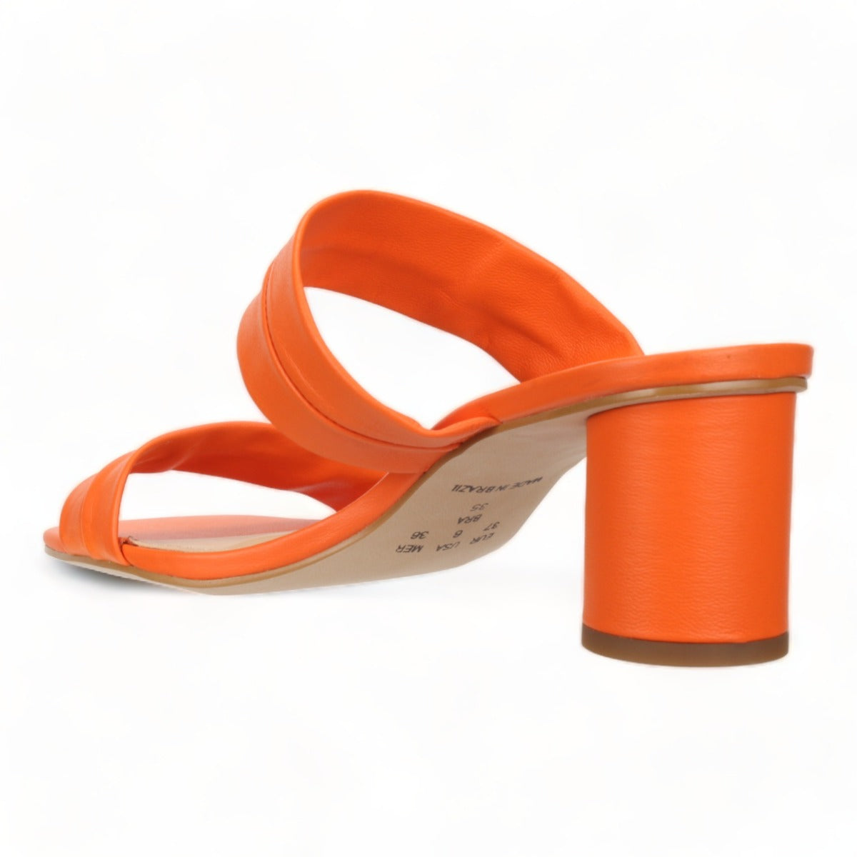 Bruno Menegatti Victoria Leather Slide Sandal - Orange Leather Heel