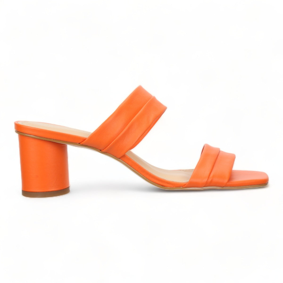 Bruno Menegatti Victoria Leather Slide Sandal - Orange Leather Heel