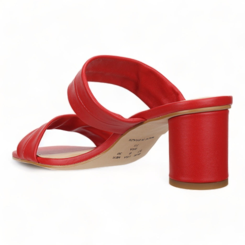 Bruno Menegatti Victoria Leather Slide Sandal - Red Leather Heel