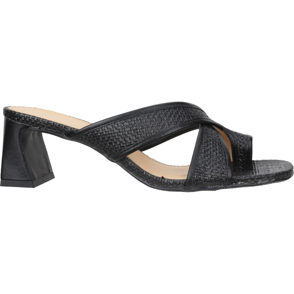Bruno Menegatti Viola Leather/Straw Slide Sandal - Black