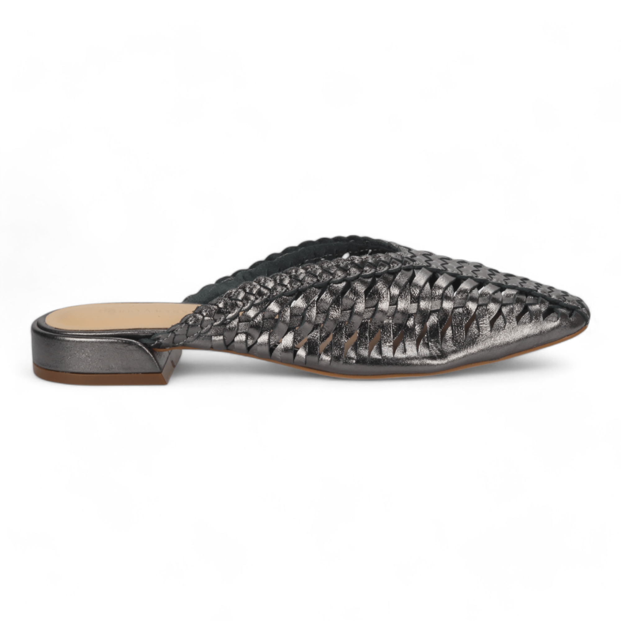 Bruno Menegatti Woven Leather Slide Mules - Carbon