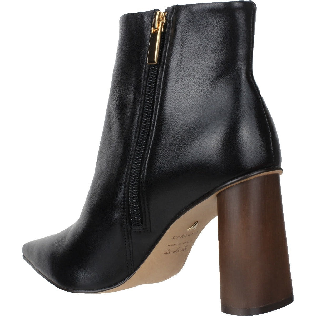 Carrano Anna Wooden Heel Leather Bootie-Black