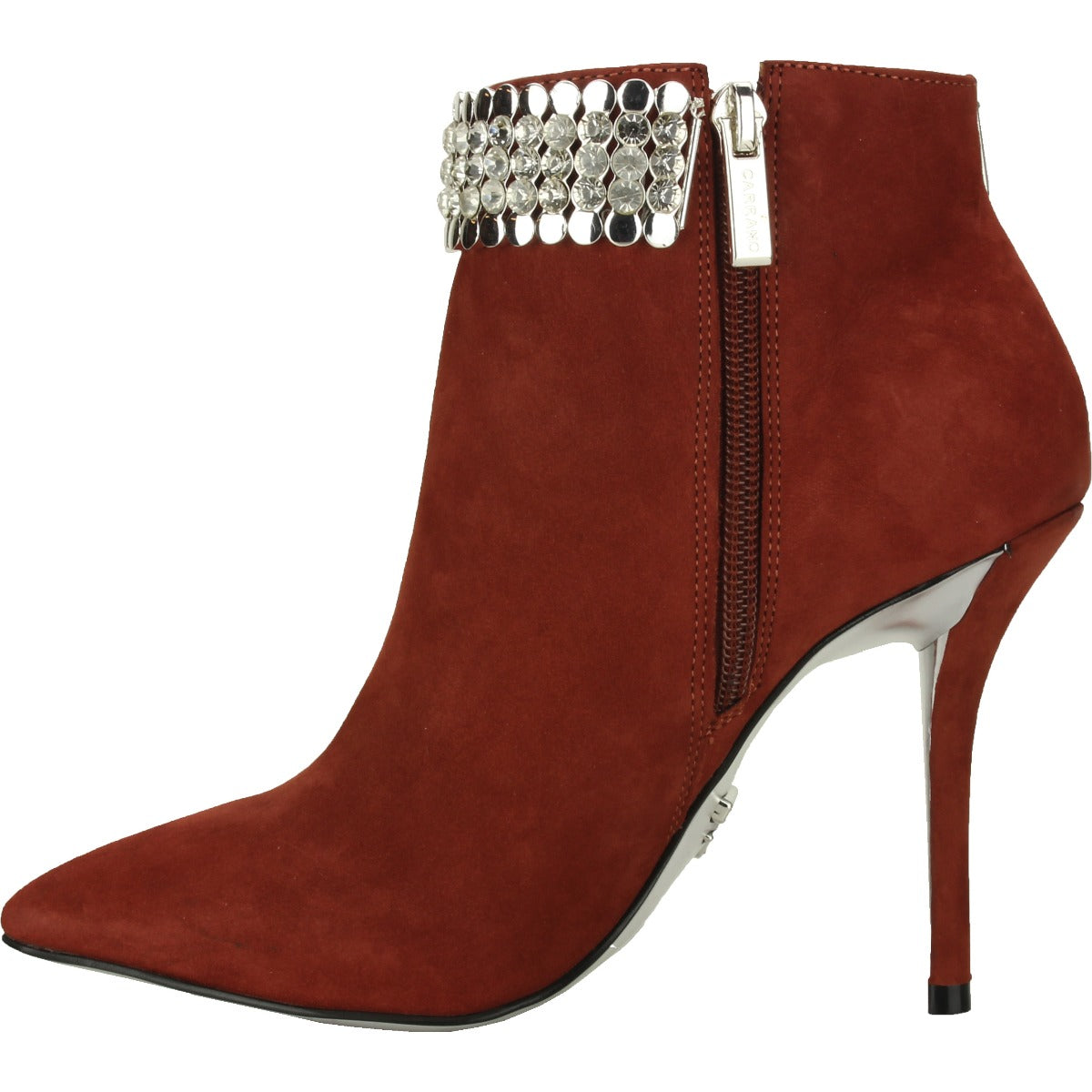 Carrano Antoinette Nubuck Leather Jewelled Bootie - Burgundy