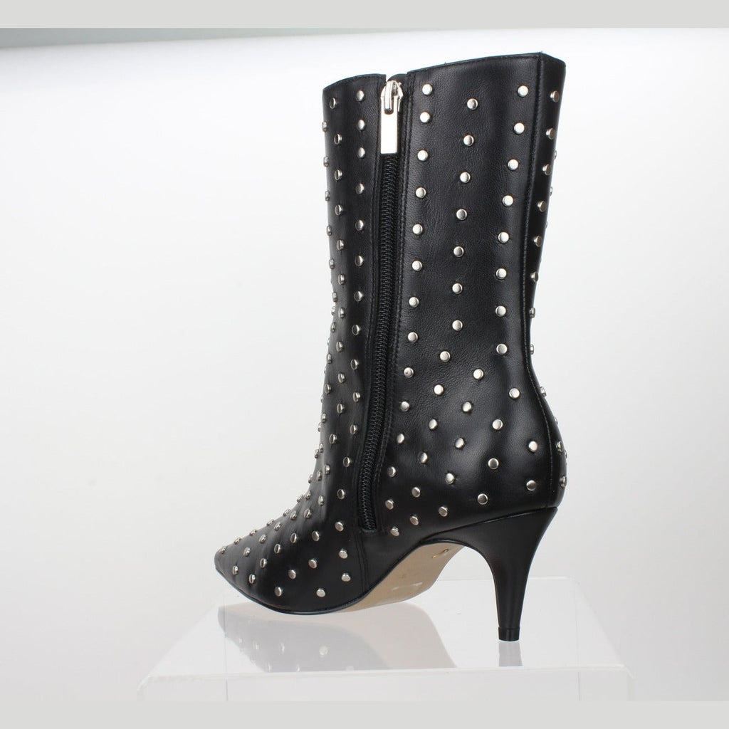 Carrano Aurora Leather Studded Mid-Calf Boot - Black