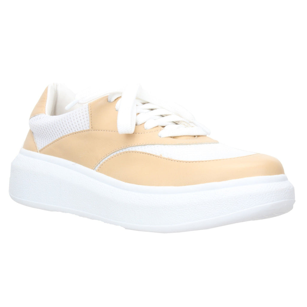 Carrano Carla Leather/Mesh Sneakers-Cream