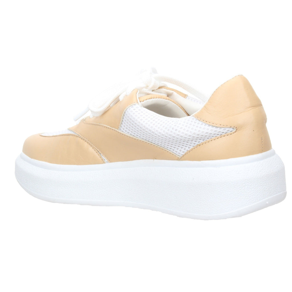 Carrano Carla Leather/Mesh Sneakers-Cream