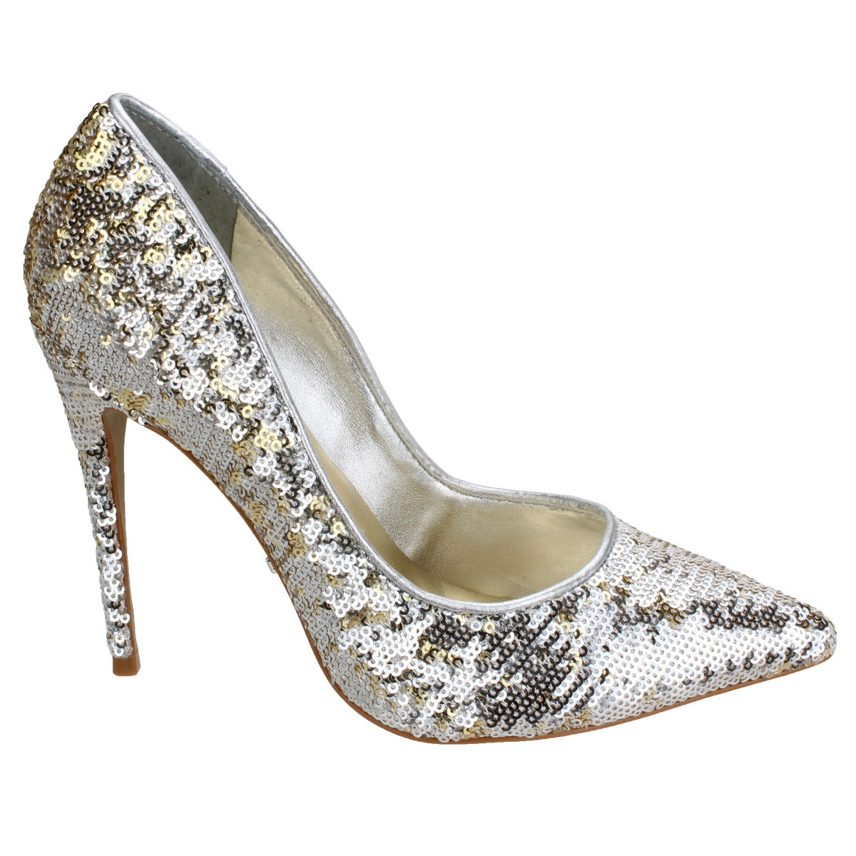 Carrano Cherri Leather Pump Sequins - Silver