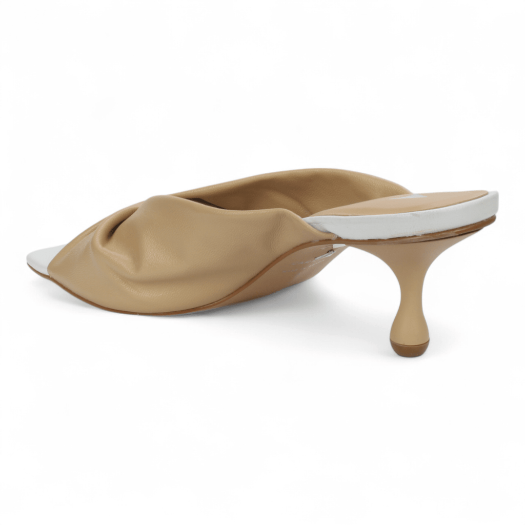 Carrano Elena Leather Slide Mule Sandal - White Cream