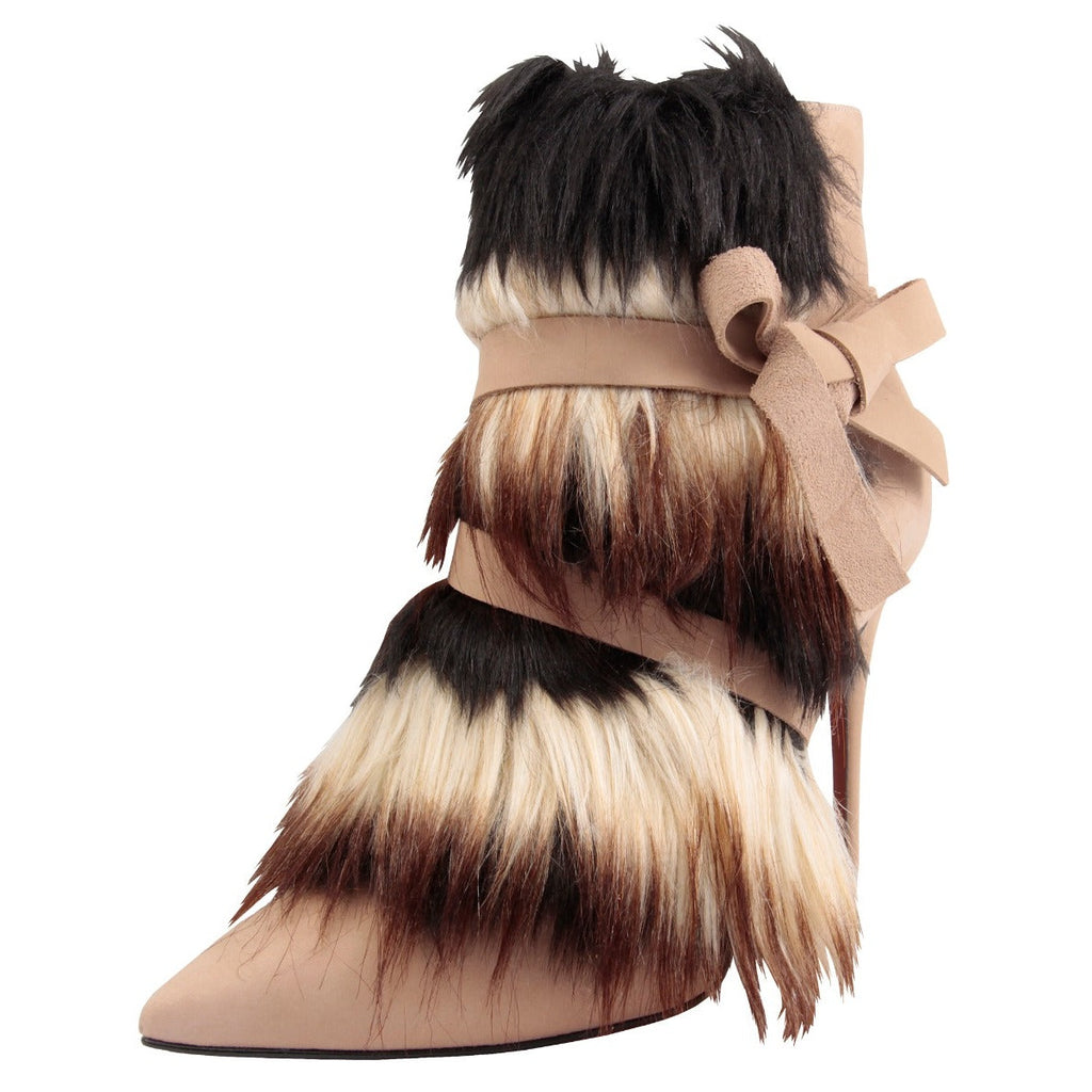 Carrano Farrah Leather Stiletto Boot w/Fur