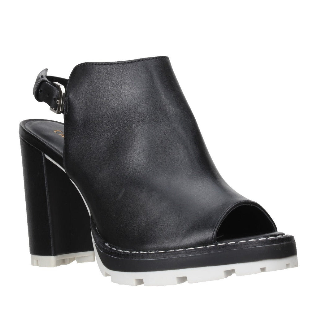 Carrano Luna Leather Tractor Sandal - Black/Ice