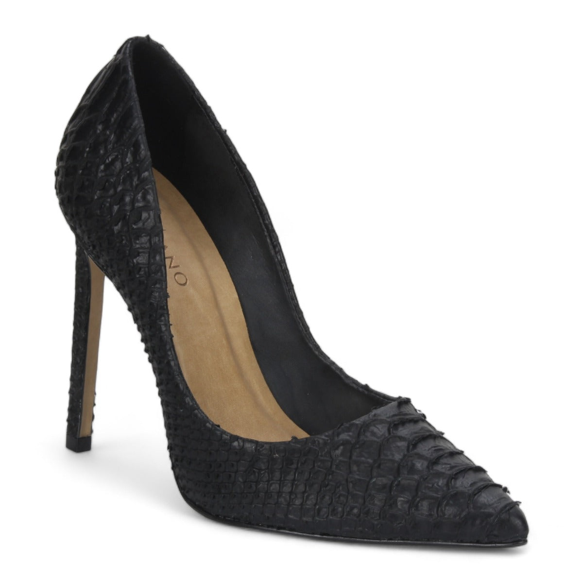 Carrano Martini Snake Skin Embossed Leather Pump - Black