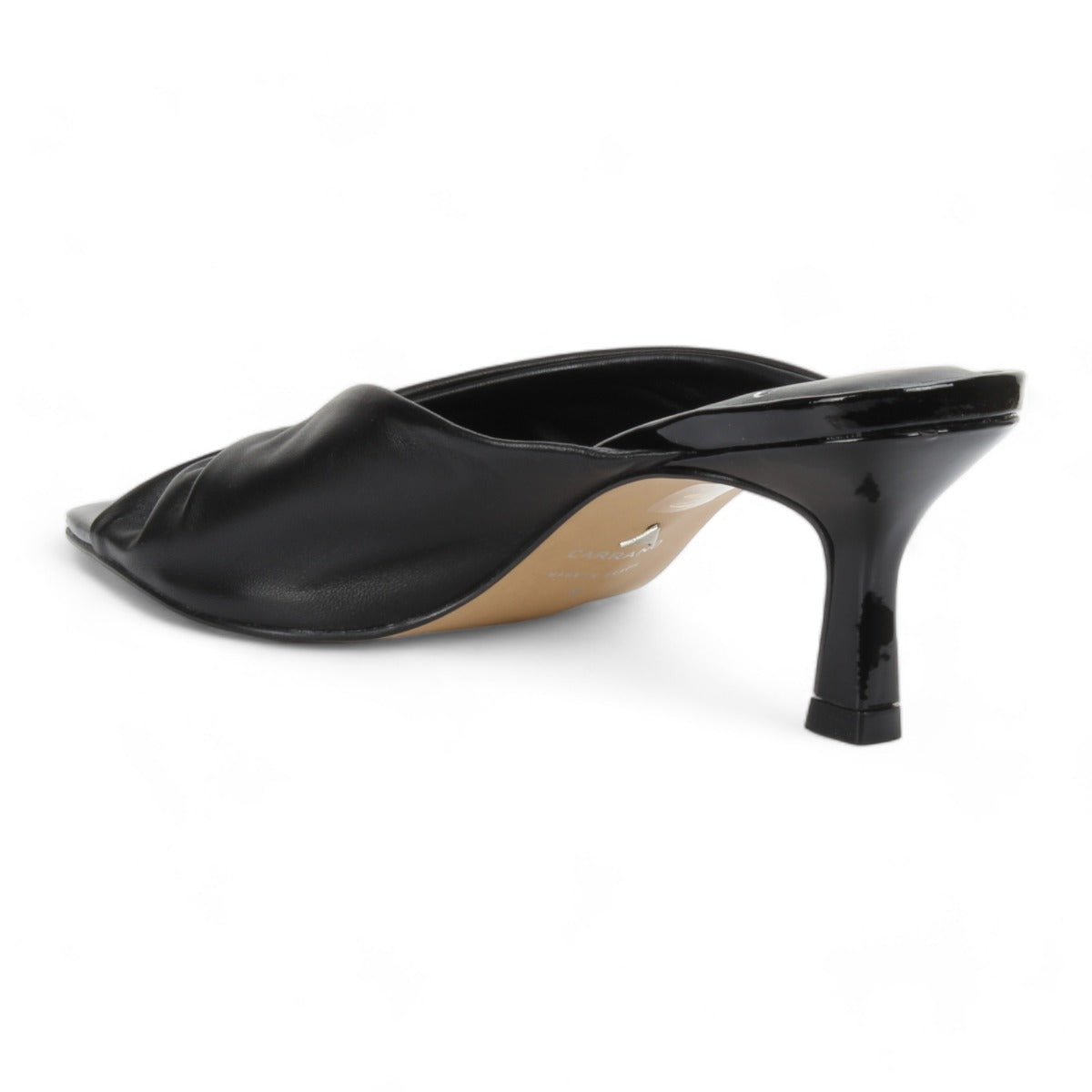 Carrano Sage Slide Leather/Patent Sandal- Black