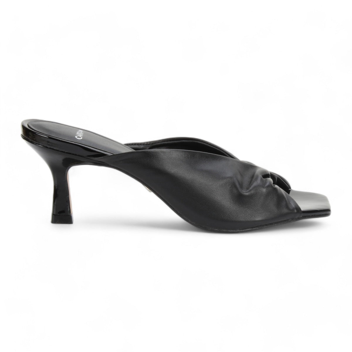 Carrano Sage Slide Leather/Patent Sandal- Black