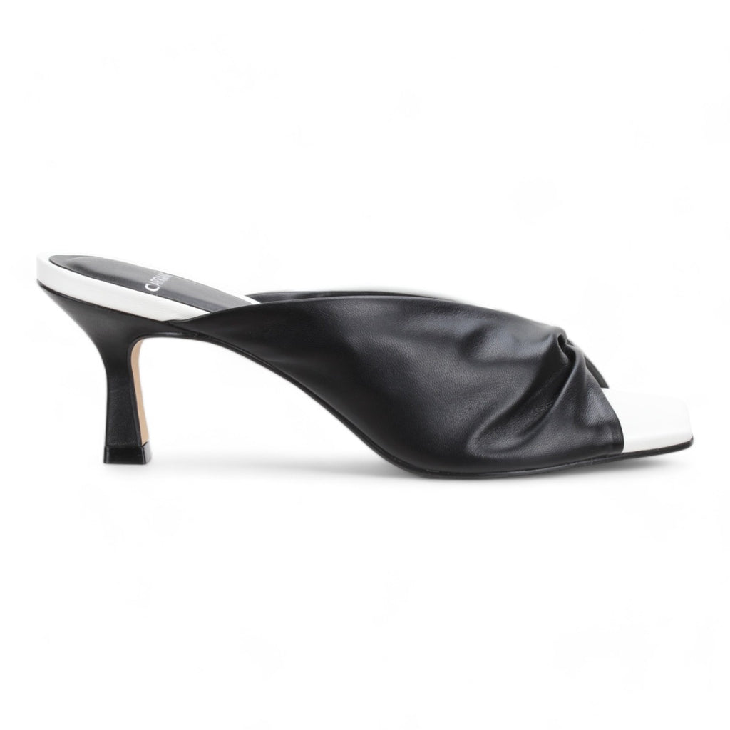 Carrano Sage Slide Leather Sandal-Black White