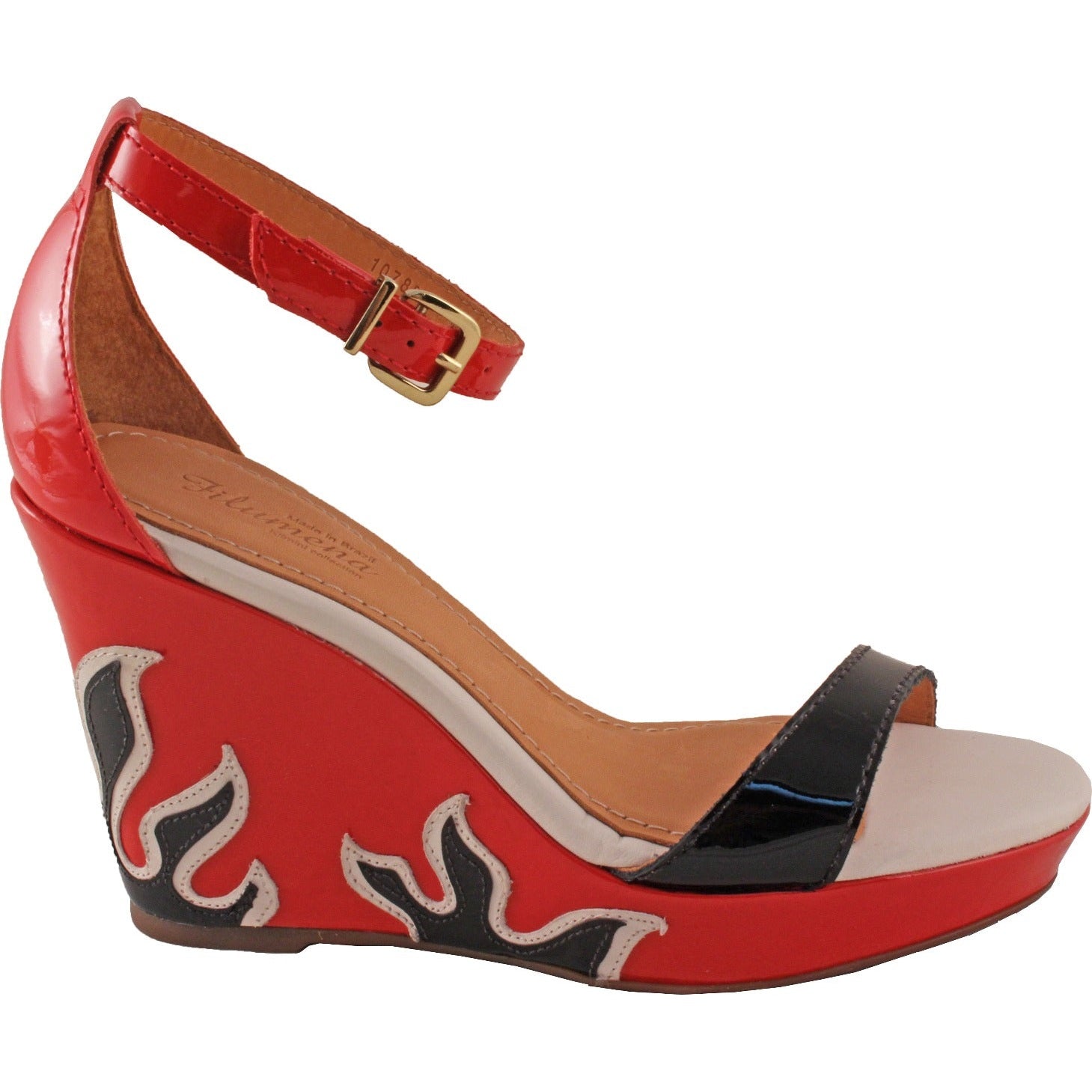 Klimini Fiery Fashionable Design Leather Wedge - Red/Black