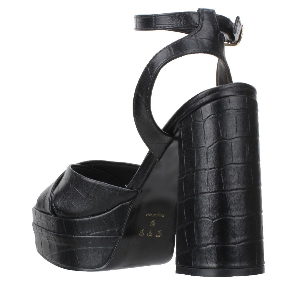 Offline Platform Dress Croco Sandal- BLACK
