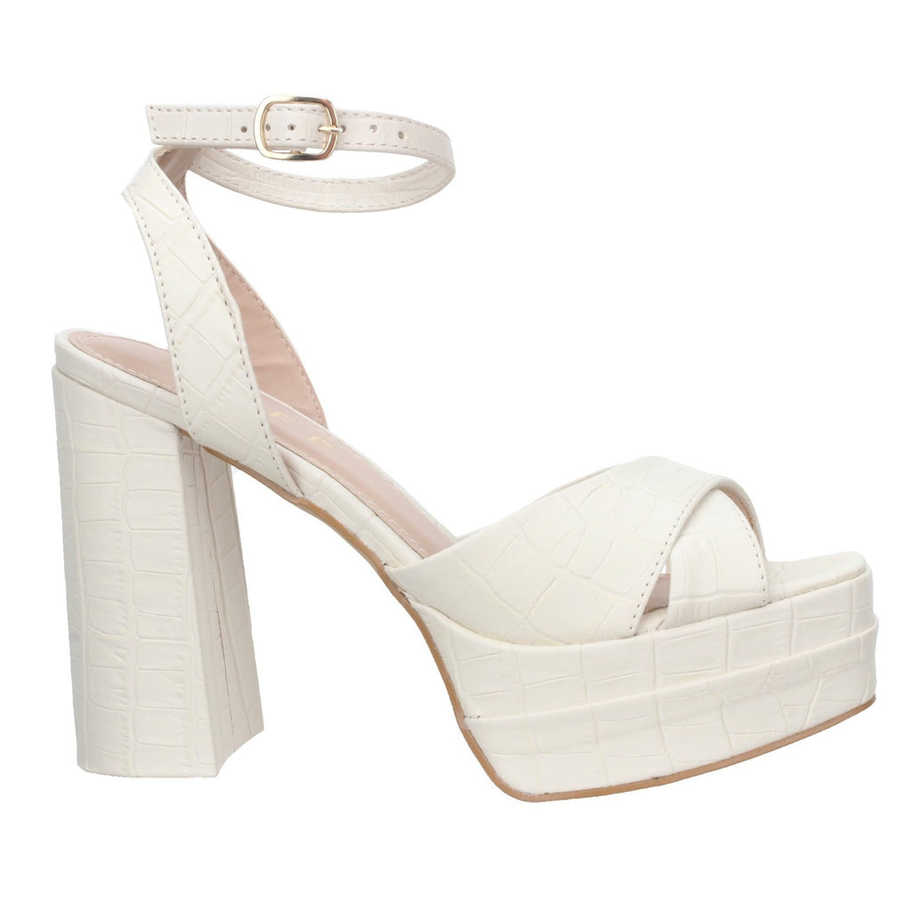 Offline Platform Dress Croco Sandal- SAND