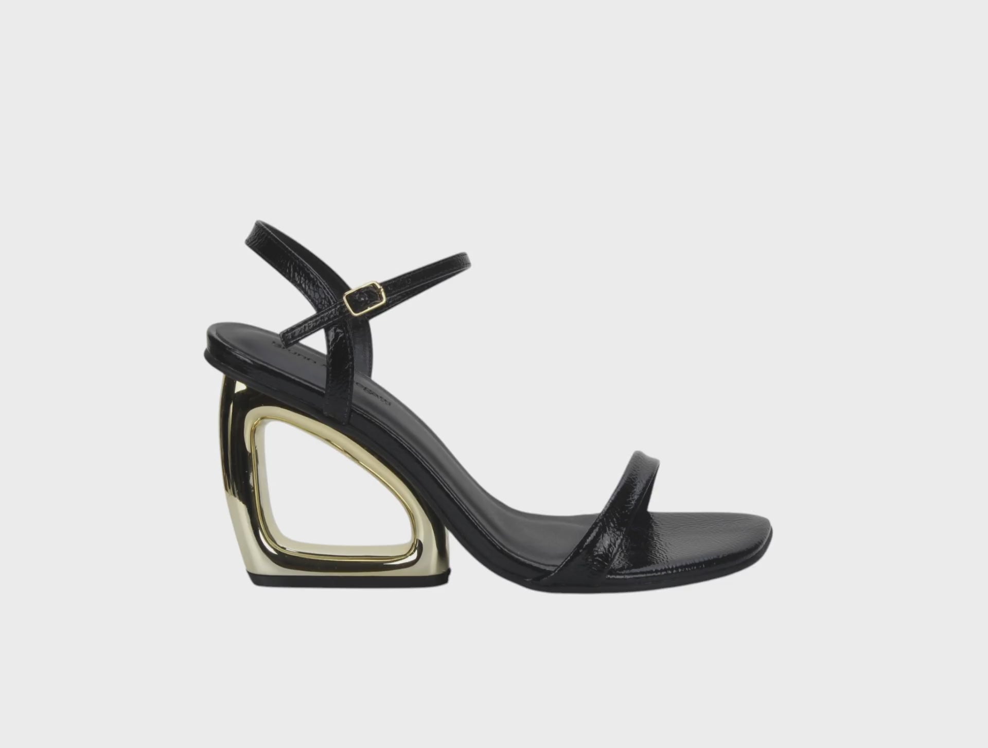 Bruno Menegatti Etna Patent Dress Sandal Sculpted Heel - Black