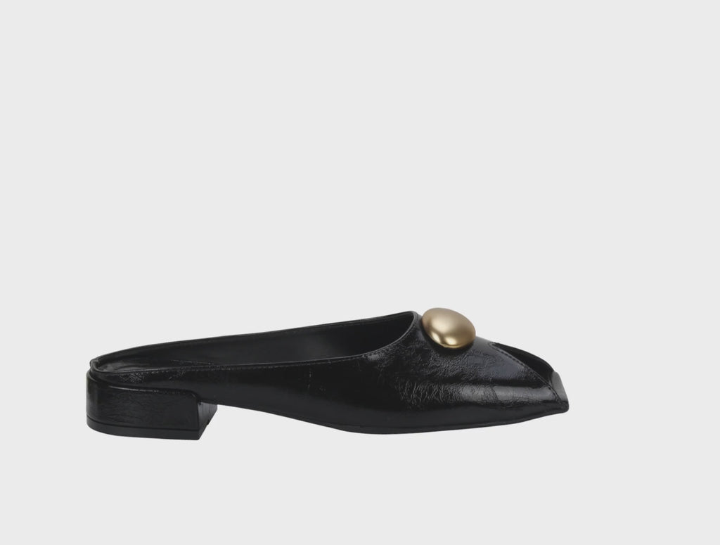 Bruno Menegatti Orly Peep toe Mule Patent Leather - Black