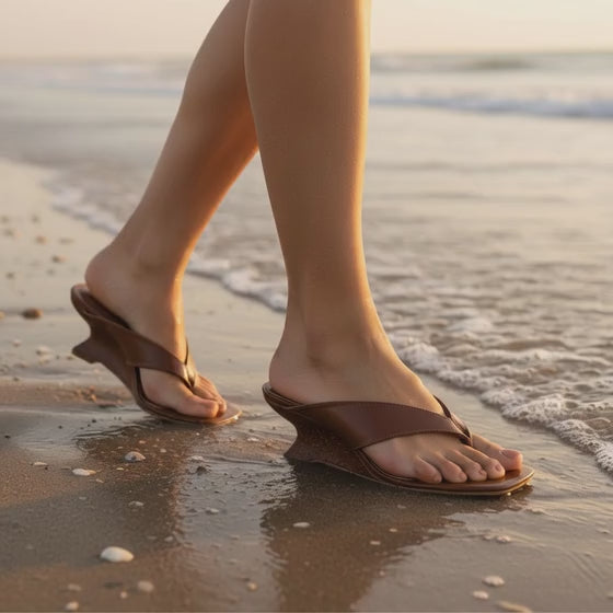 Bruno Menegatti Martine Wedge Thong Sandal - Chocolate