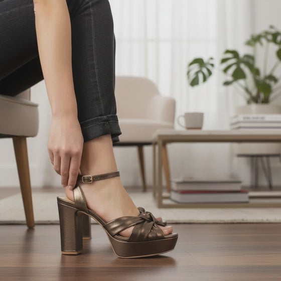Bruno Menegatti Lauren Leather Dress Sandal - Coffee Metal