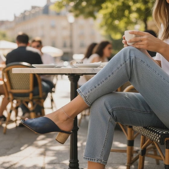 Bruno Menegatti Sophie Mule Slide Sandal Leather - Navy