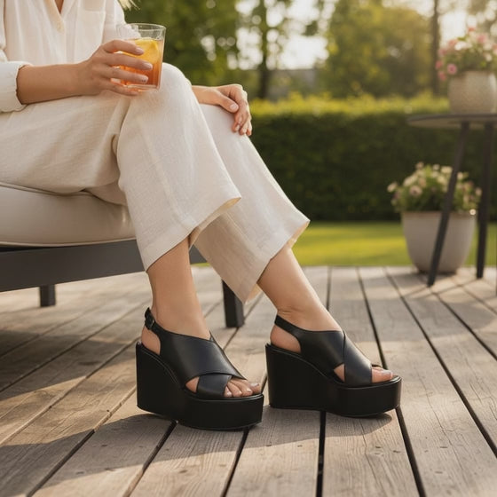 Love Rio Zaza Wedge Sandal - Black